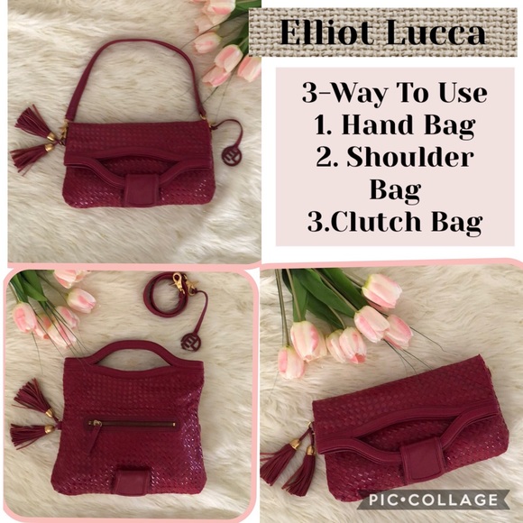 Elliott Lucca Handbags - ELLIOT LUCCA WOVEN MULTI USE HANDBAG MERLOT